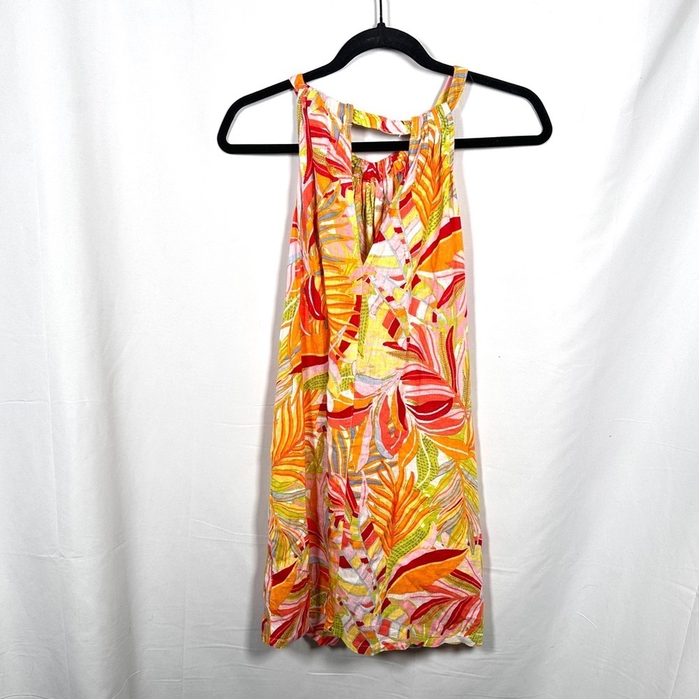 C&C California Linen Blend Tropical Halter Trapeze Sundress NWT Small - Picture 9 of 13